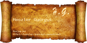 Heszler Györgyi névjegykártya